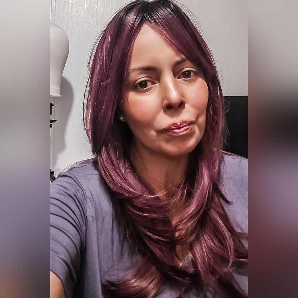 SMILCO 24" Cherry Layer Straight Slightly Curly Synthetic Wig